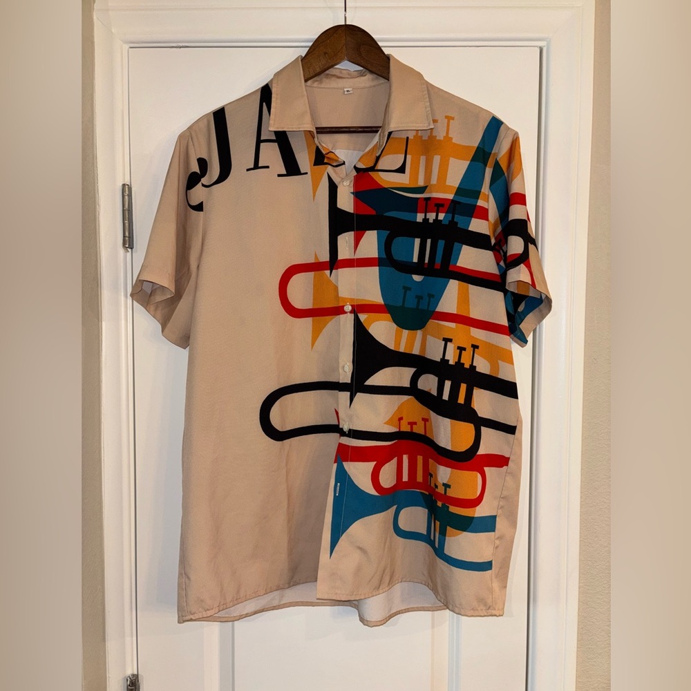 Men’s Jazz Graphic Casual Button Down Shirt